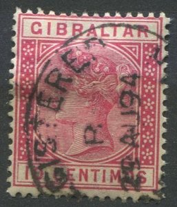 Gibraltar  Sc#10 Used, 1p dp rose, Definitives 1886-1898: Queen Victoria (ste...