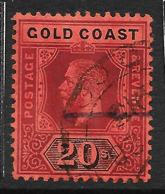 GOLD COAST SG84 1913 20/= PURPLE & BLACK ON RED USED