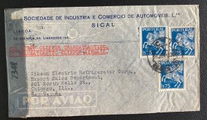 1945 Lisboa Portugal Airmail Censored cover to Chicago IL USA