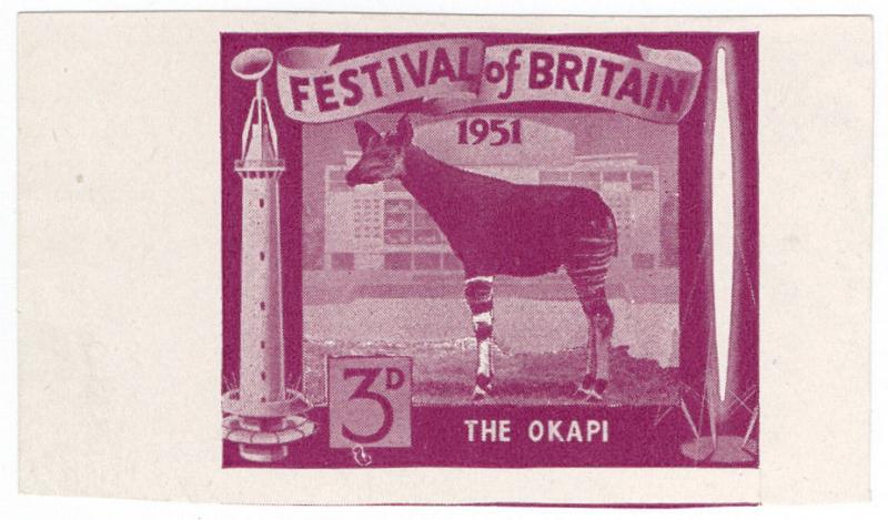 (I.B-CK) Cinderella Collection : Festival of Britain 3d (Okapi) Plate Proof