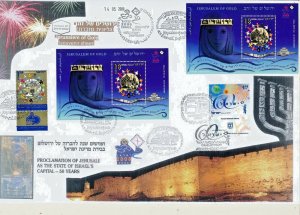 ISRAEL 2008 50th ANNIVERSARY SPECIAL FDC WITH JERUSALEM OF GOLD S/SHEETS &STAMPS 