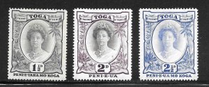 Tonga Scott 54,56a,58 Unused HOG - 1920-34 Queen Salote Issues - SCV $11.55