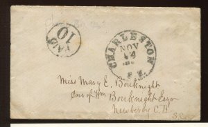 CSA Charleston South Carolina Stampless 'PAID 10' Cover CSA CV $150BZ1672