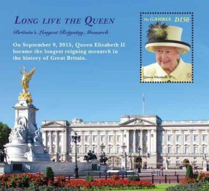 Gambia 2015 - Queen Elizabeth - Souvenir stamp sheet - Scott #3670 - MNH