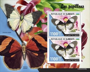 DJIBUTI - 2022 - Butterflies - Perf Souv Sheet - Mint Never Hinged