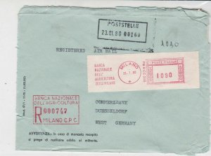 Italy 1980 Milan Nat. Bank Cancel Airmail Regd to Commerzbank Stamp Cover  29719