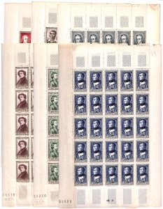 France 1951, Famous persons, set in complete sheets (= 25 sets), MNH