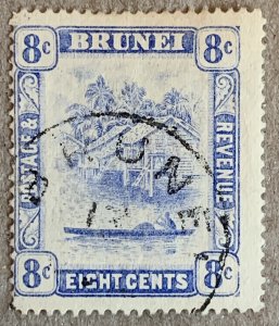 Brunei 1916 8c ultramarine, used. Scott 26, CV $32.50.  SG 50
