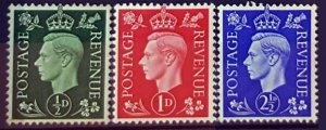 GREAT BRITAIN SC#235-236, 239 King George VI (1937) MH