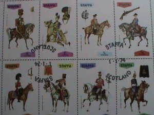 ​SCOTLAND-STAFFA STAMP-1974-MILITARY UNIFORMS SOLDIERS ON HORSE CTO-SHEET VF