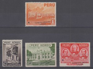 PERU 1938 issues Sc 387 TOP VALUE & C62-C64 PERF PROOFS + SPECIMEN MNH FINE