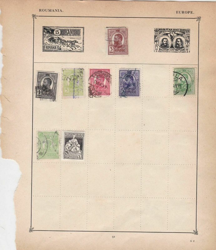 Romania Stamps on Album Page ref  R 18876