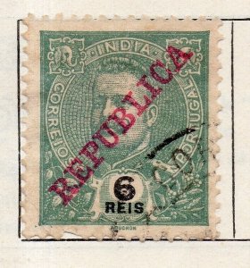 Portuguese India 1905 Early Issue Fine Used 6r. Republica Optd NW-265437