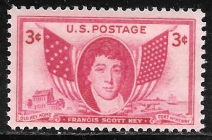 USA 962: 3c Francis Scott Key and American Flags of 1814 and 1948, MNH, F-VF