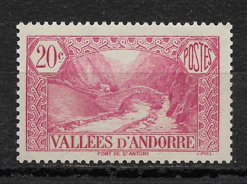 French Andorra 1932, Scott # 29, 20c,VF MNH**OG (FR-1)