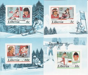 Liberia # 1049-1052, Calgary Winter Olympics, Mini Sheets, Mint NH,