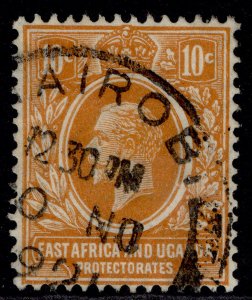 EAST AFRICA and UGANDA GV SG68, 10c orange, FINE USED.