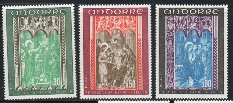 Andorra (Fr) Sc 207-09 1971  Church Frescoes  stamp set mint NH