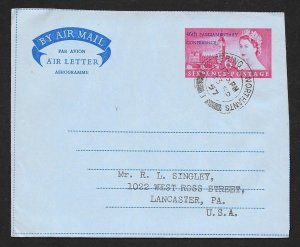 GREAT BRITAIN Aerogramme 6d 46th Parliament Conf o'print 1957 Kettering ...