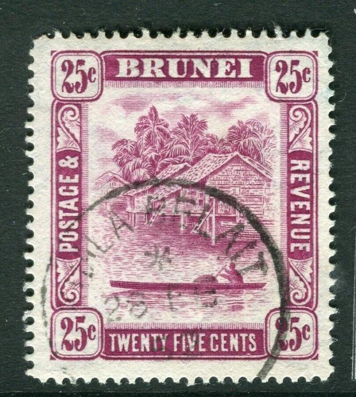 BRUNEI; 1947 early River View issue fine used 25c. value