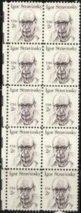 US Stamp #1845 MNH Igor Stravinsky Block of 10