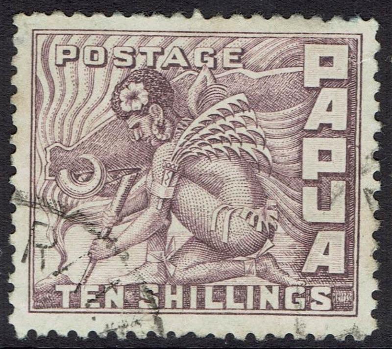 PAPUA 1932 PICTORIAL 10/- USED SPACEFILLER 