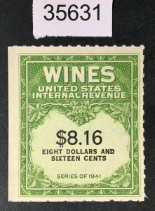 US STAMPS # RE203 REVENUE WINES UNUSED NO GUM CAT. $ LOT #35631