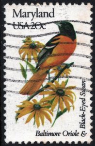 SC#1972A 20¢ State Birds & Flowers: Maryland; Perf 11¼ x 11 (1982) Used