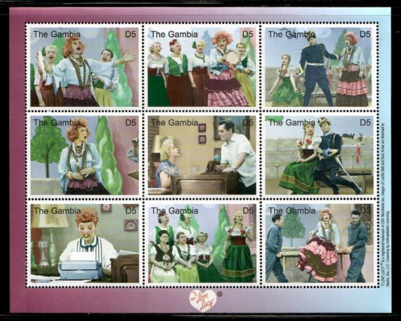 Gambia 2000 - I Love Lucy - Sheet of 9 Stamps - Scott #2440 - MNH