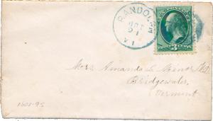 United States Vermont Randolph c1875 blue target  1801-1895  3c Washington Ba...