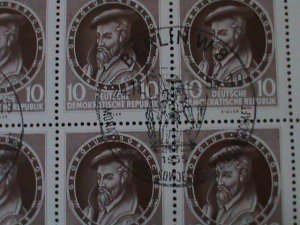 ​GERMANY DDR-1955-SC#271- 400TH ANNIV: DEATH-GEORGIUS AGRICOLA  CTO PLATE BLOCK