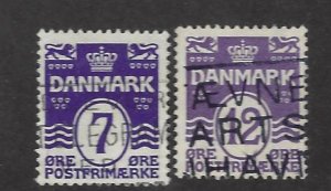 Denmark SC#92 & 96 Used F-VF SCV$12.00...nice bargain!!