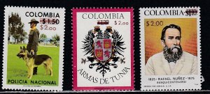 Colombia # 848-850, Surcharged Stamps,  Mint NH,