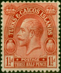 Turks & Caicos Islands 1925 1 1/2d Scarlet SG165 Fine LMM