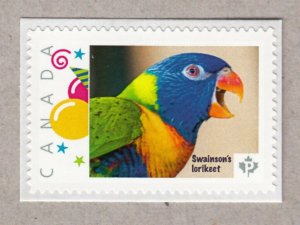 PARROT=SWAINSON'S LORIKEET=bird= Picture Postage MNH Canada 2016 [p16/03-2pa3/3]