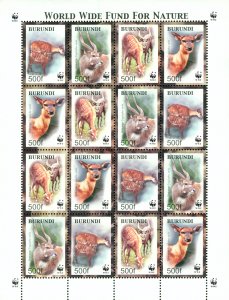 BURUNDI 774 MNH COMPLETE SHEET- 4  BLKS OF 4  SCV $60.00 BIN $30.00