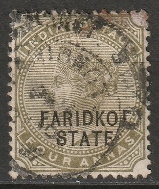 India Faridkot 1887 Sc 8 used staining