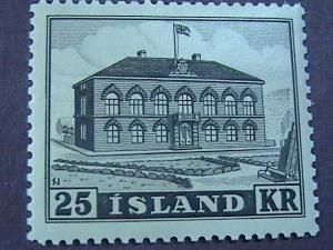 ICELAND # 273-MINT/NEVER HINGED---GRAY/BLACK---HISTORICAL BUILDING----1952(#B)