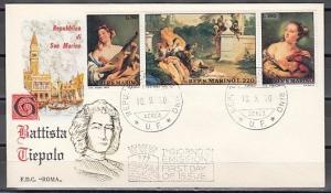 San Marino, Scott cat. 733-735. Paintings issue. First day cover. ^