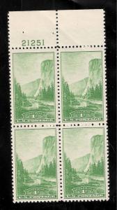  US 1934 Sc# 740 1 c Yosemite Mint NH Plate Block  of 4 