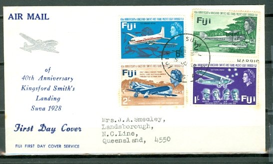 FIJI 1968  AVIATION #236-238 SET on FDC