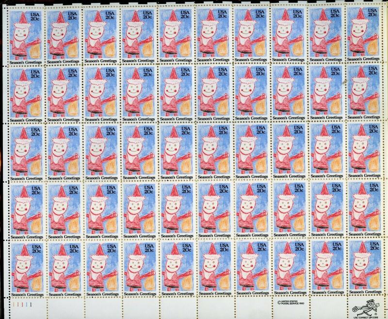 UNITED STATES SCOTT# 2108 CHRISTMAS SHEET OF 50 STAMPS MNH AS SHOWN