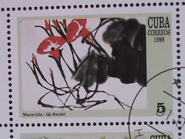 CUBA-1999 SC# 4029a FAMOUS PAINTINGS-WORLD STAMP SHOW-BEIJING-CTO SHEET VF