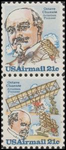 US C93-C94 C94a Airmail Octave Chanute 21c pair (2 stamps) MNH 1979