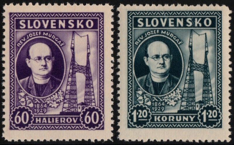 ✔️ SLOVAKIA 1939 - MURGAS SET NO WATERMARK - SC.38/39 MNH OG [SK046X]