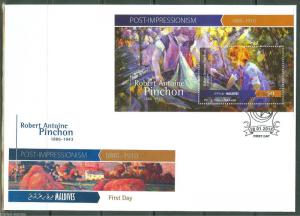 MALDIVES 2015 POST IMPRESSIONISM ROBERT PINCHON  SOUVENIR SHEET FIRST DAY COVER