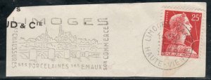 France  #756, Used, Postmark LIMOGES - GARE, HAUTE - VIENNE, 13-3-1959