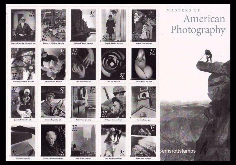 American Photography Stamp Sheet, Scott #3649, MNH  (WACE)