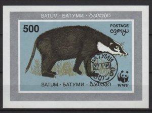 Batum 1994 Imperf. sheetlet CTO - WWF Wild life conservation