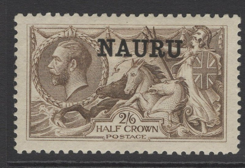 NAURU SG24b 1919 2/6 CHOCOLATE-BROWN DOUBLE OVPT, ONE ALBINO MTD MINT